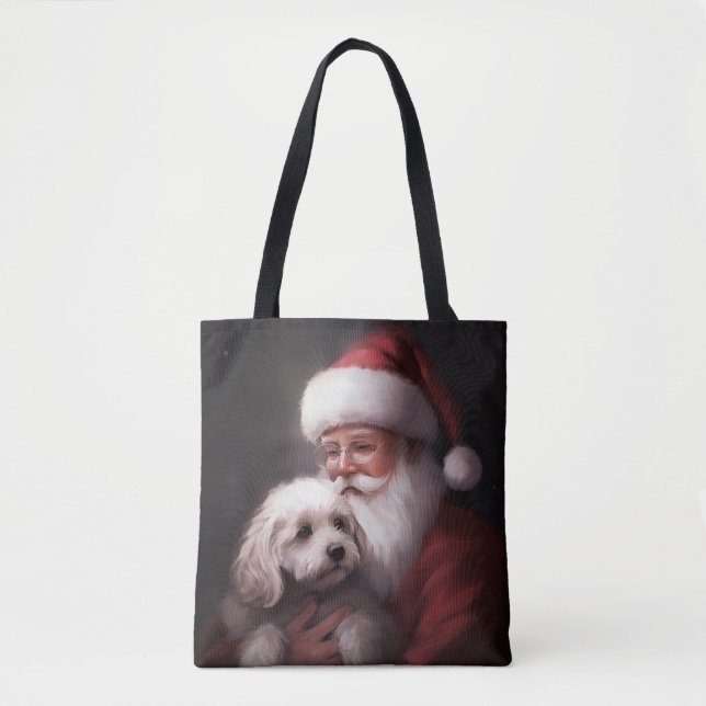 Poodle With Santa Claus Festive Christmas  Tote Bag (Front)