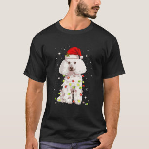 Poodle Wrapped In Christmas Lights Dog T-Shirt