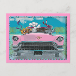 Poodles dans le Cadillac rose Invitation à imprime