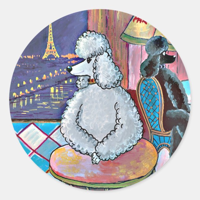 Poodles d'art impressionniste Paris Café Stickers  (Devant)