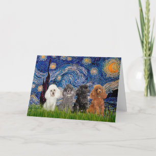 Poodles (four) - Starry Night Card