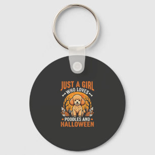Poodles Halloween Girl Dog Lover Design_1 Keychain