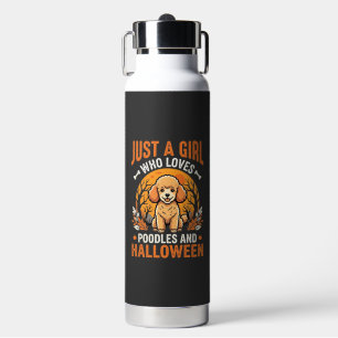 Poodles Halloween Girl Dog Lover Design_1 Water Bottle