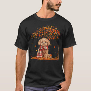 Poodles Hello Autumn Leaf Fall For Dog Lover T-Shirt