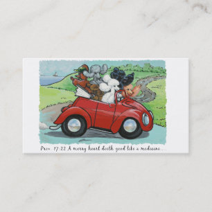 Poodles in Red Convertible Scripture Business Card