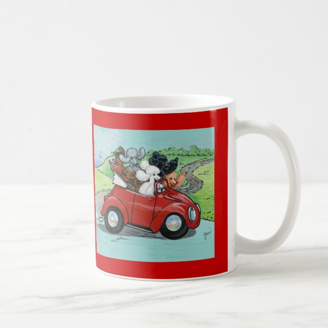 Poodles in Vintage Red Convertible Coffee Mug (Right)