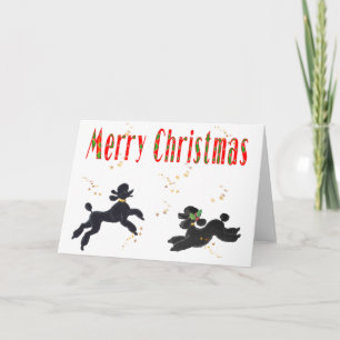Poodles noirs Jouer Joyeuses Cartes d'Art de Noël