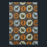 Poodles Pattern with Paw Prints and Dog Biscuits Kitchen Towel<br><div class="desc"></div>