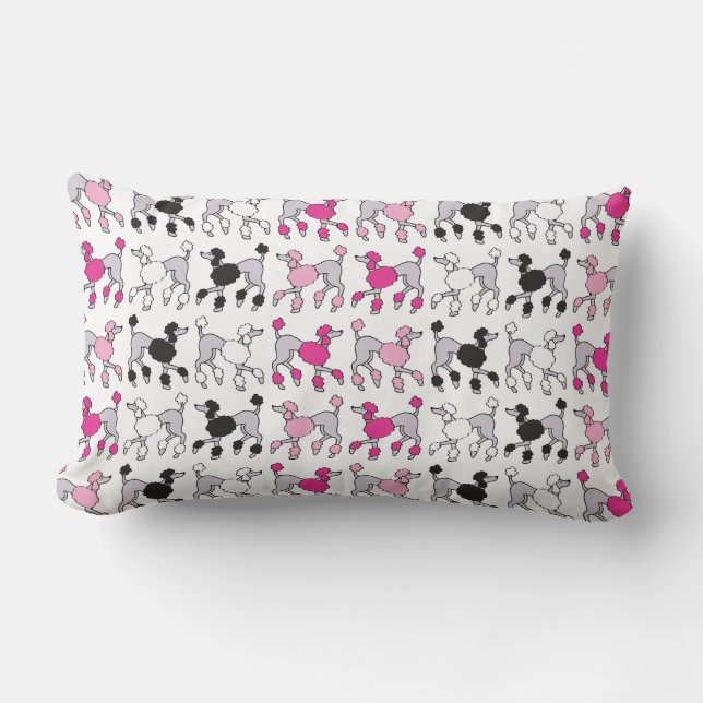 POODLES ROSES CHAUDES ET NOIRES JETTER Oreiller (Recto)