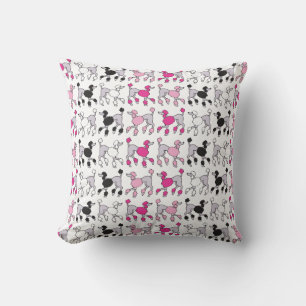 POODLES ROSES CHAUDES ET NOIRES JETTER Oreiller