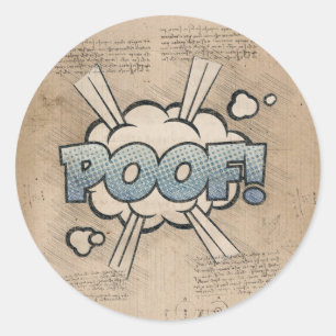 POOF! Vintage Comic Book Steampunk Pop Art Classic Round Sticker