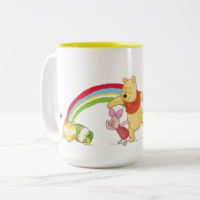 Pooh and Pals Under the Rainbow Two-Tone Coffee Mug (Front Left)