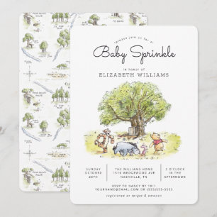 Pooh and Pals Watercolor Baby Sprinkle Invitation