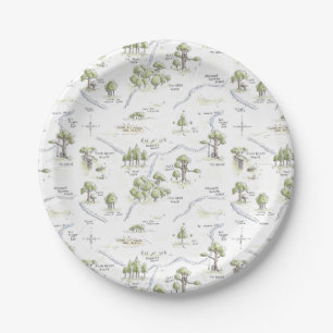 Pooh and Pals Watercolor First Birthday Paper Plate