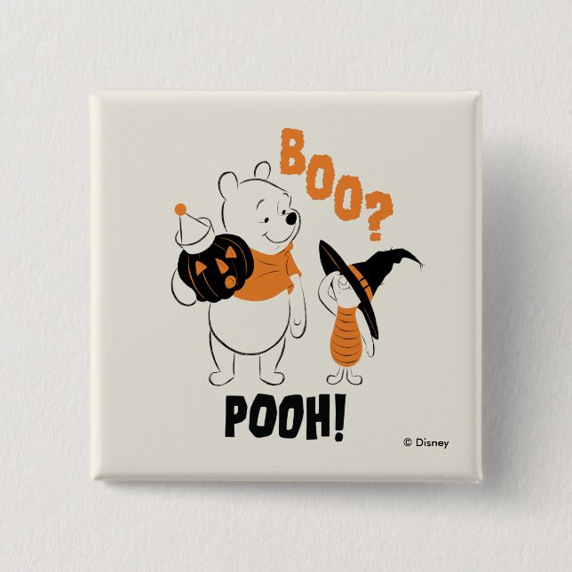Pooh and Piglet | Boo Pooh 2 Inch Square Button (Front)