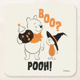 Pooh and Piglet   Boo Pooh Square Paper Coaster
