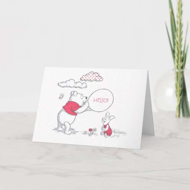 Pooh and Piglet Outdoor Sketch - Hello! Card (Front)