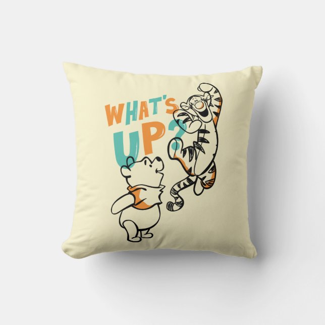 Pooh and Tigger What's Up? Throw Pillow (Front)
