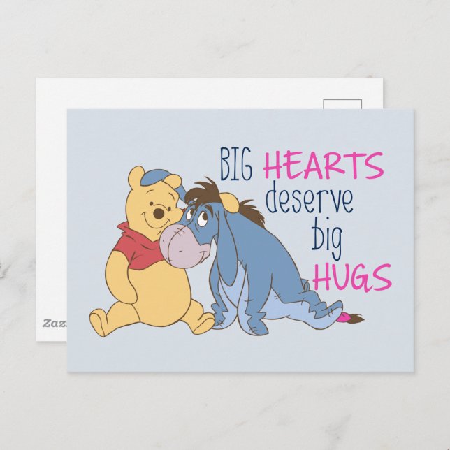 Pooh & Eeyore | Big Hearts Deserve Big Hugs Postcard (Front/Back)