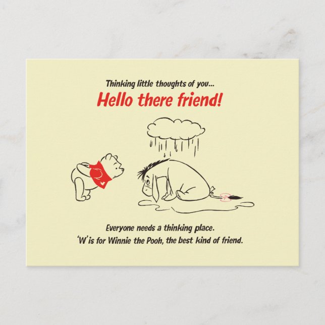 Pooh & Eeyore - Hello There Friend! Postcard (Front)