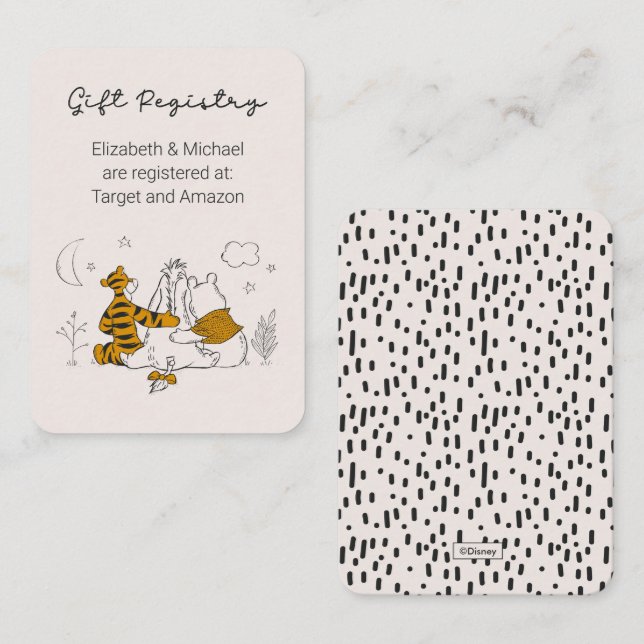 Pooh, Eeyore & Tigger | Baby Shower Gift Registry Enclosure Card (Front/Back)