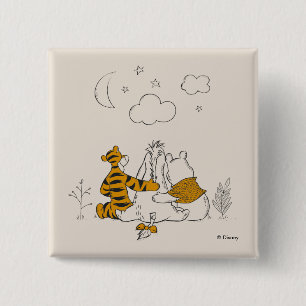 Pooh, Eeyore & Tigger   Looking up at the Sky 2 Inch Square Button