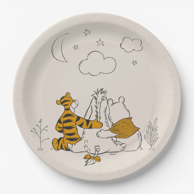 Pooh, Eeyore & Tigger | Looking up at the Sky Paper Plate (Front)