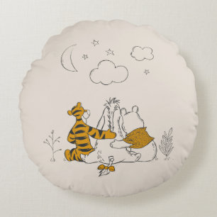 Pooh, Eeyore & Tigger   Looking up at the Sky Round Pillow