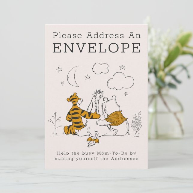 Pooh, Eeyore & Tigger | Moon & Stars Baby Shower Invitation (Standing Front)