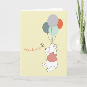 Pooh Floating With Balloons - Hello Hunny Card