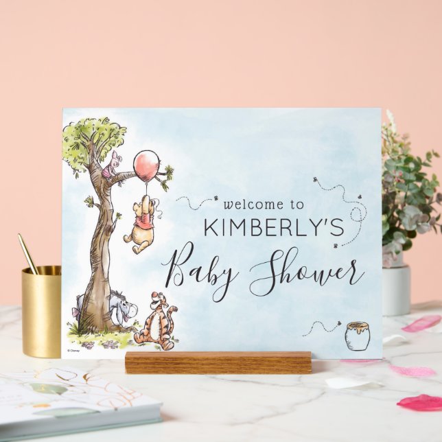 Pooh & Friends Watercolor Baby shower Bienvenue (Mariage)