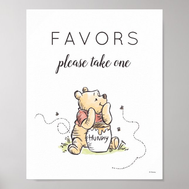 Pooh & Friends Watercolor Baby Shower Favours Poster (Front)