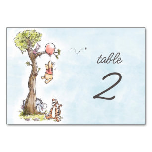 Pooh & Friends Watercolor Baby Shower Table Number