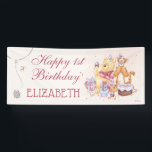 Pooh & Friends Watercolor | First Birthday Banner<br><div class="desc">Celebrate your baby's first birthday with this super cute Winnie the Pooh banner. This banner features Pooh along with Piglet and Tigger. Personalize with all your party details.</div>