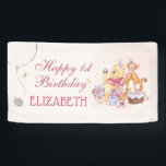 Pooh & Friends Watercolor | First Birthday Banner<br><div class="desc">Celebrate your baby's first birthday with this super cute Winnie the Pooh banner. This banner features Pooh along with Piglet and Tigger. Personalize with all your party details.</div>