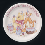 Pooh & Friends Watercolor | First Birthday Paper Plate<br><div class="desc">Make your little one’s first birthday extra special with our Pooh & Friends Watercolor First Birthday Paper Plates. Featuring Winnie the Pooh, Piglet, Tigger, and Eeyore in a charming watercolor design, these plates are perfect for serving treats at your Disney-themed celebration. Add a whimsical touch of Hundred Acre Wood magic...</div>