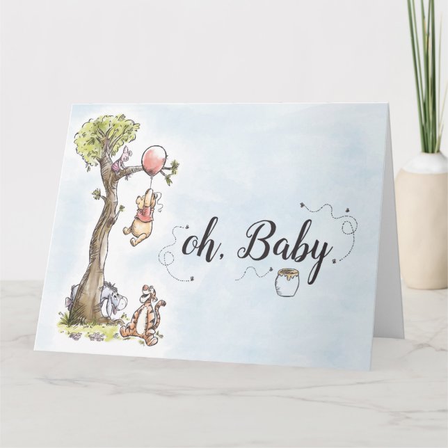 Pooh & Friends Watercolor | New Baby Card (Front)