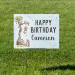Pooh & Friends Watercolor Tree | First Birthday Garden Sign<br><div class="desc">Celebrate your child's Birthday with these sweet watercolor Winnie the Pooh yard sign. Personalize by adding your child's name!</div>