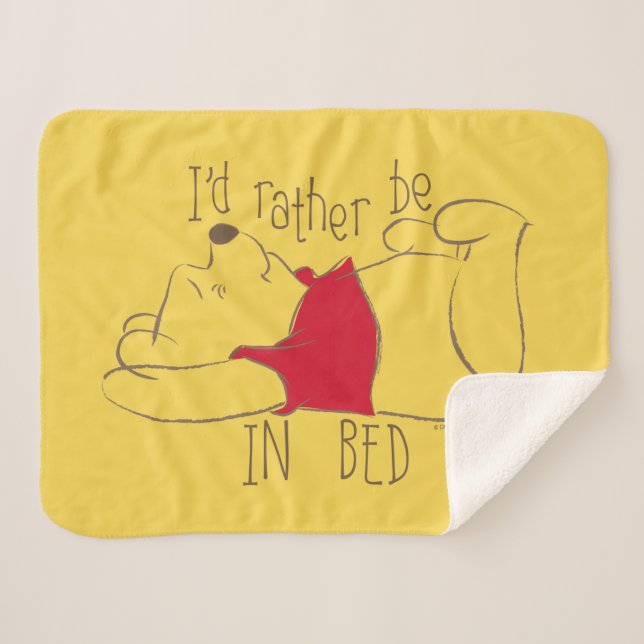 Pooh | I'd Rather Be in Bed Sherpa Blanket (Front (Horizontal))