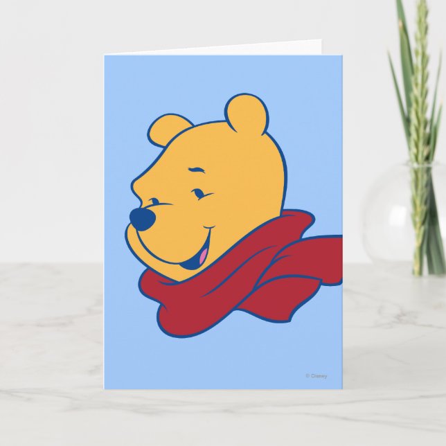 Pooh in Red Scarf Holiday Card (Front)