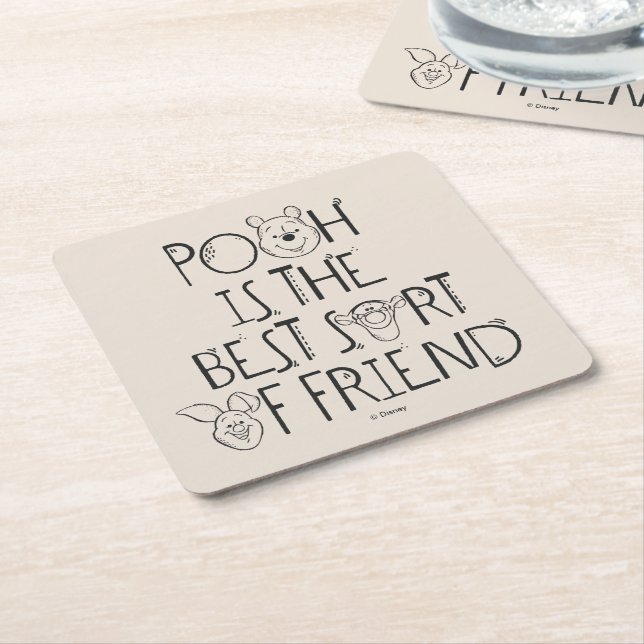 Pooh is the Best Sort of Friend Square Paper Coaster (Angled)