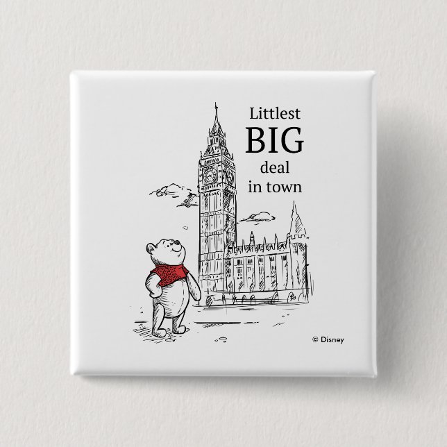 Pooh | Littlest Big Deal in Town 2 Inch Square Button (Front)