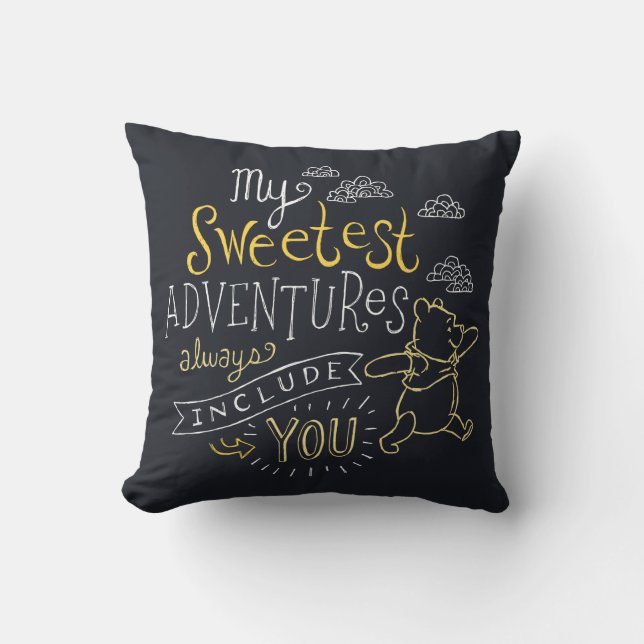 Pooh | My Sweetest Adventures Throw Pillow (Front)