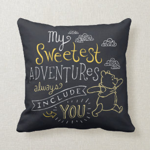 Pooh   My Sweetest Adventures Throw Pillow