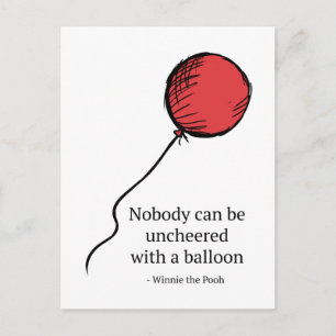 Pooh   Nobody Can be Uncheered with a Balloon Postcard