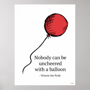 Pooh   Nobody Can be Uncheered with a Balloon Poster