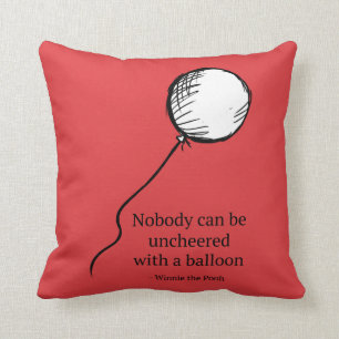 Pooh   Nobody Can be Uncheered with a Balloon Throw Pillow