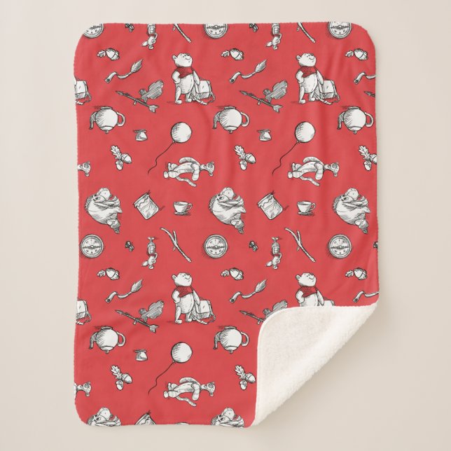 Pooh & Pals | A Case of Important Things Pattern Sherpa Blanket (Front)