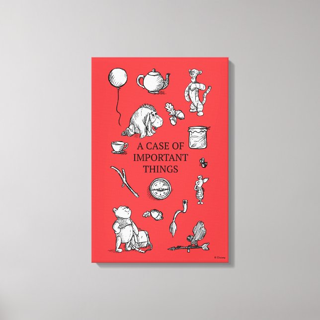 Pooh & Pals | A Case of Important Things Quote Canvas Print (Front)