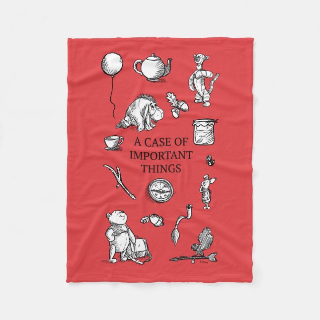 Pooh & Pals | A Case of Important Things Quote Fleece Blanket (Front)